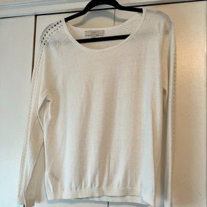 NWOT! LOFT Off White Sweater with Cut outs on Sleeve, Size Medium